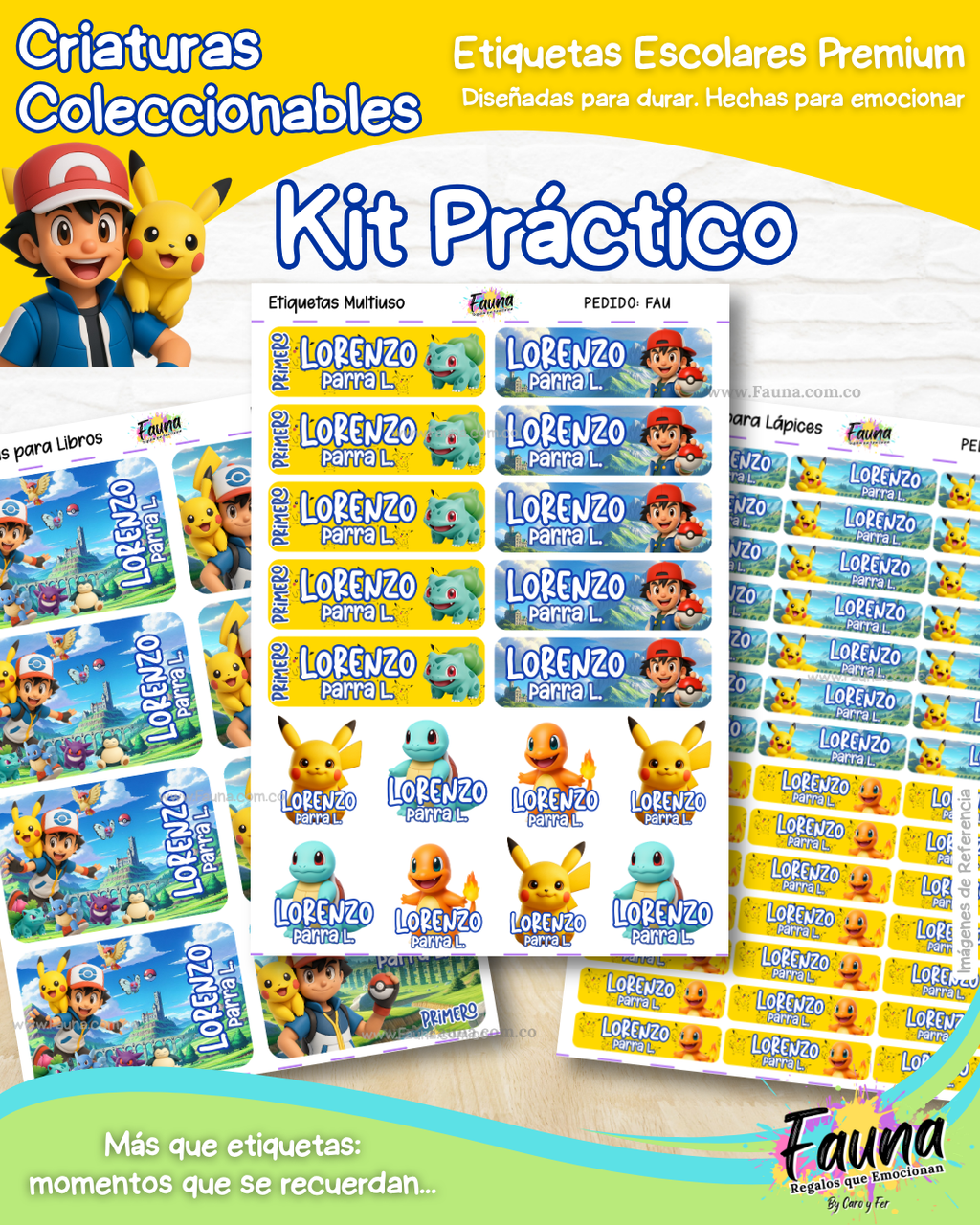 Criaturas Coleccionables 🟡 - Etiquetas Escolares Premium Personalizadas