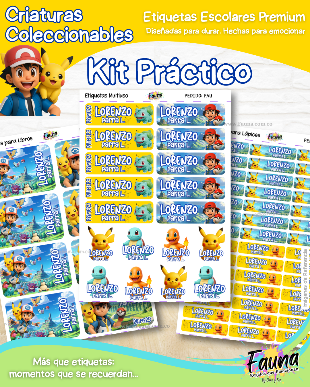 Criaturas Coleccionables 🟡 - Etiquetas Escolares Premium Personalizadas