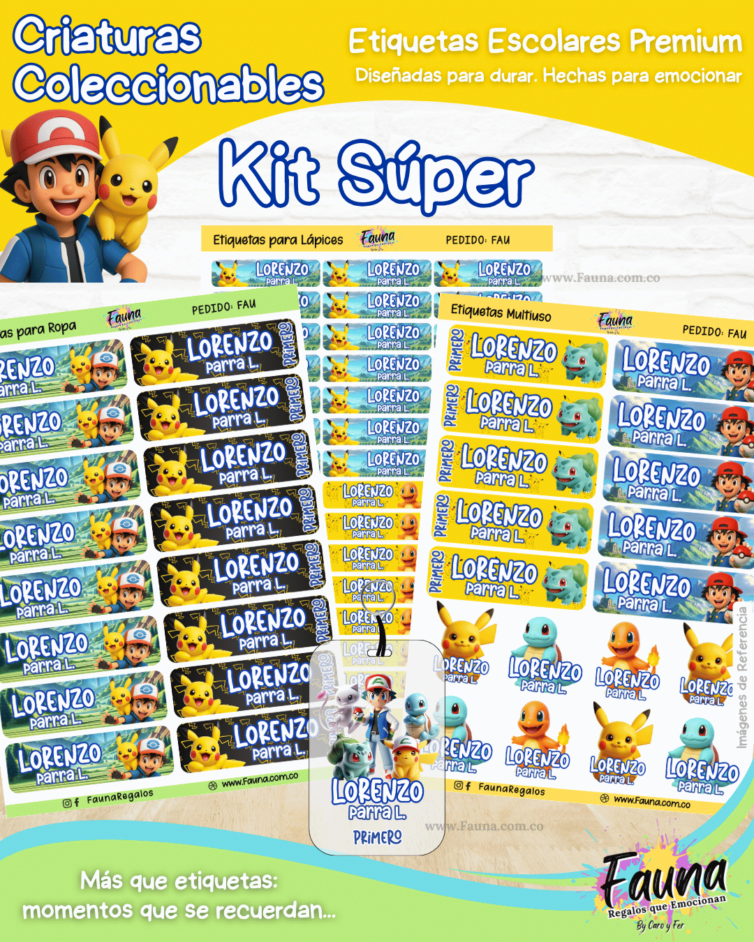 Criaturas Coleccionables 🟡 - Etiquetas Escolares Premium Personalizadas