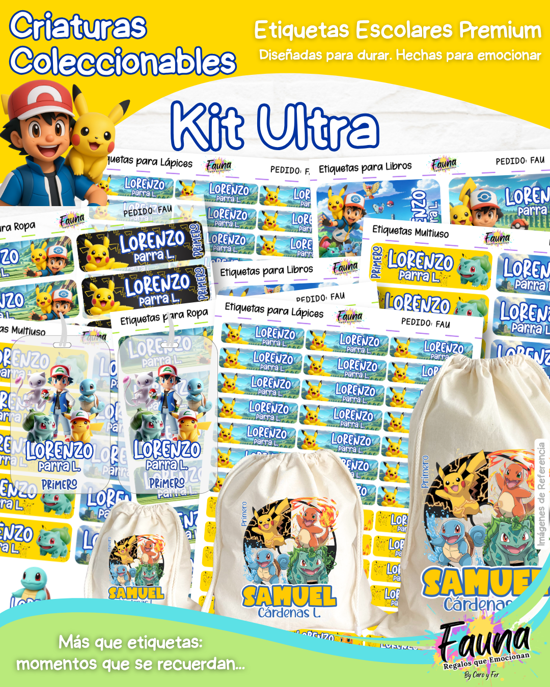 Criaturas Coleccionables 🟡 - Etiquetas Escolares Premium Personalizadas