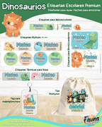 Dinosaurios 🦖 - Etiquetas Escolares Premium Personalizadas