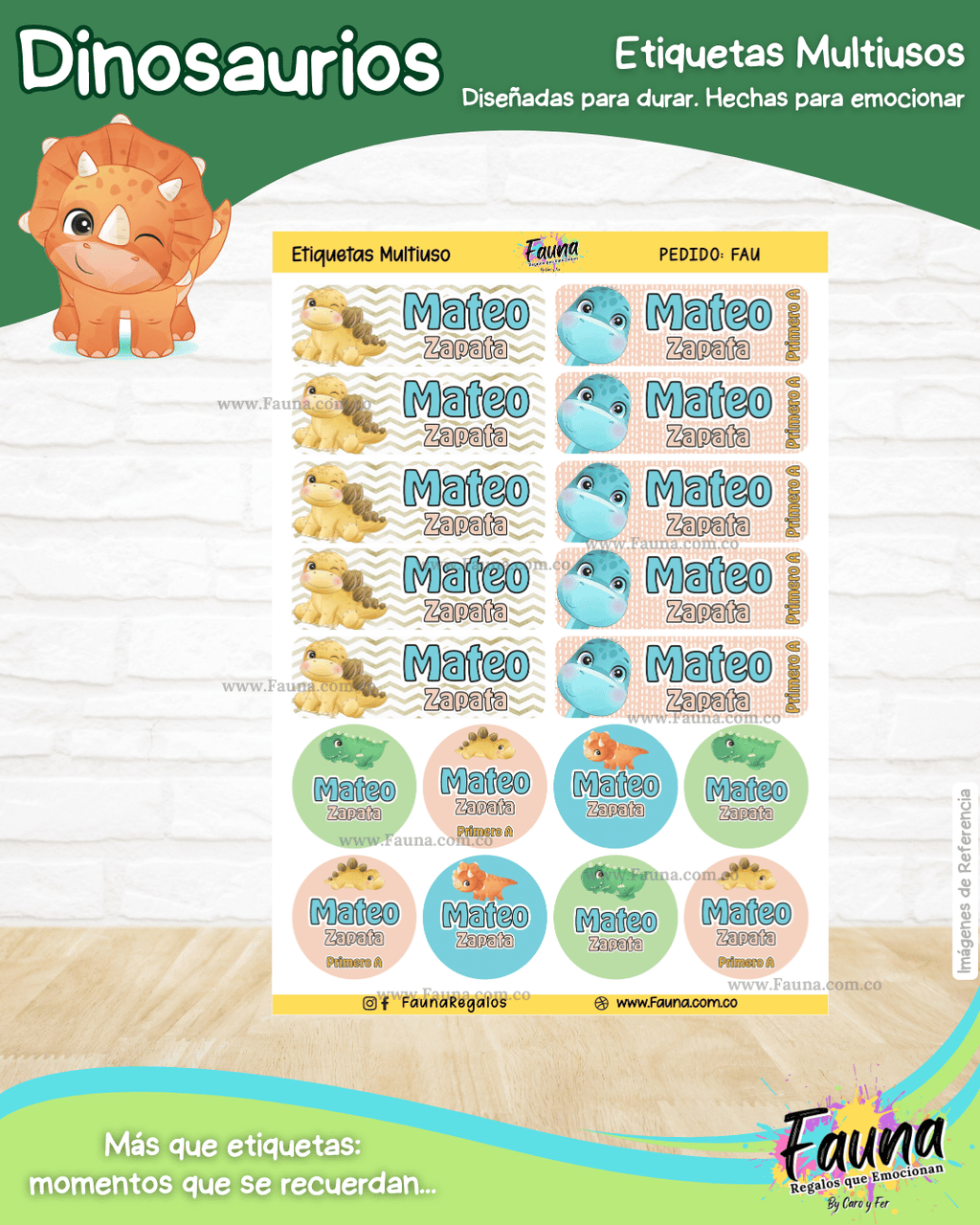 Dinosaurios 🦖 - Etiquetas Escolares Premium Personalizadas