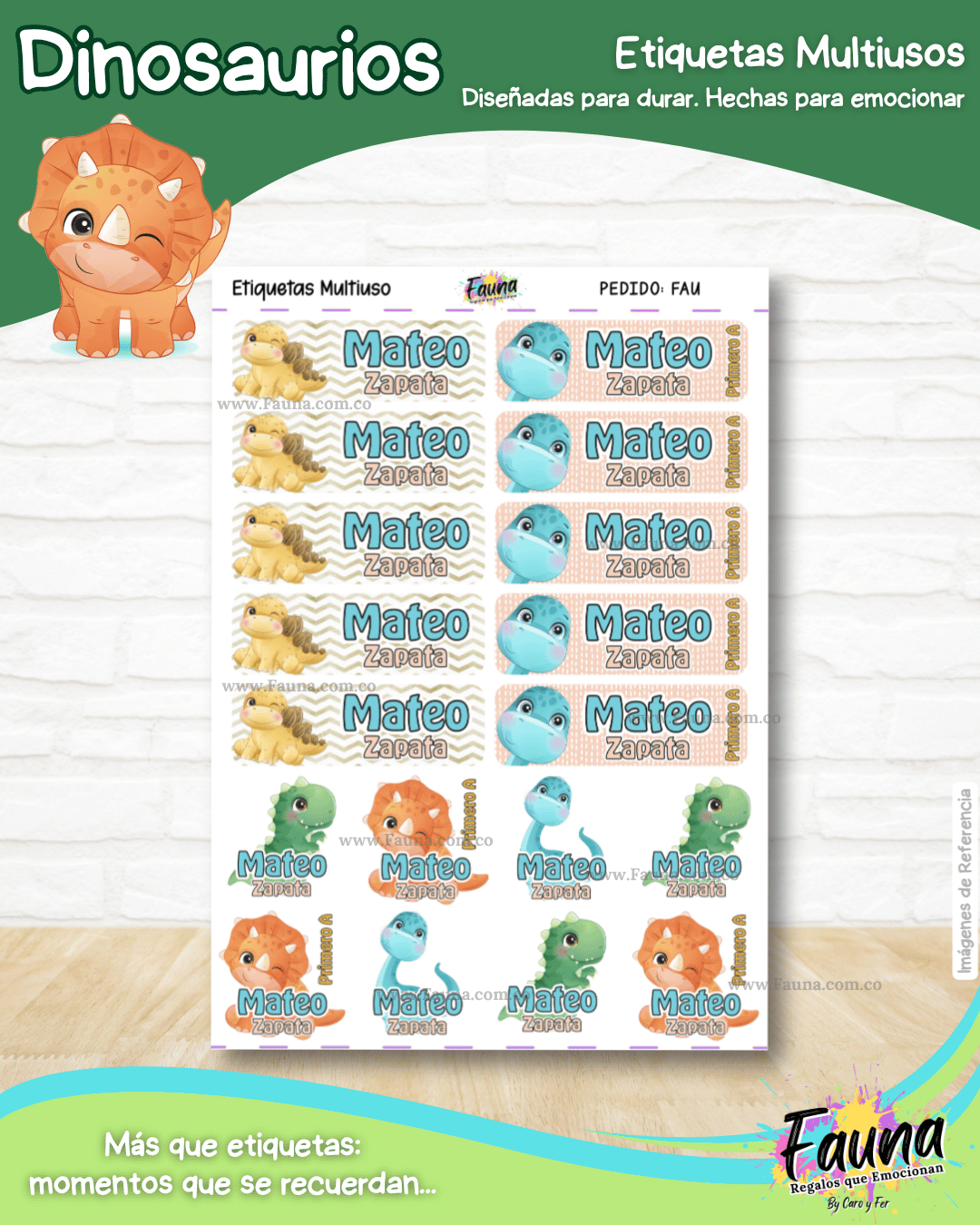 Dinosaurios 🦖 - Etiquetas Escolares Premium Personalizadas