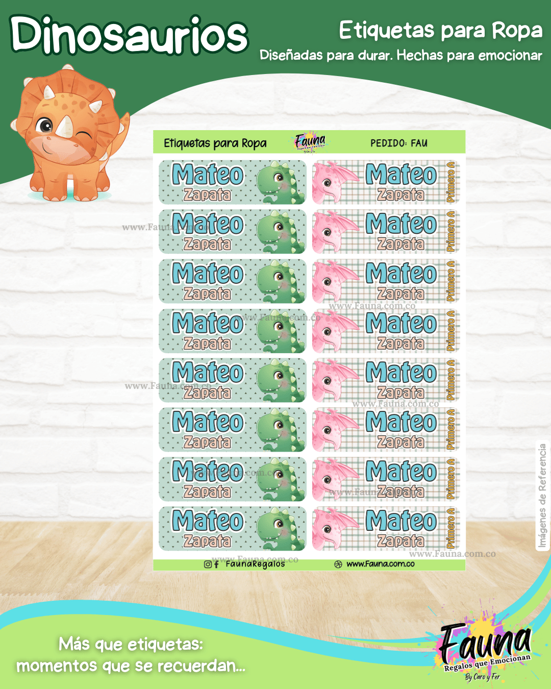 Dinosaurios 🦖 - Etiquetas Escolares Premium Personalizadas