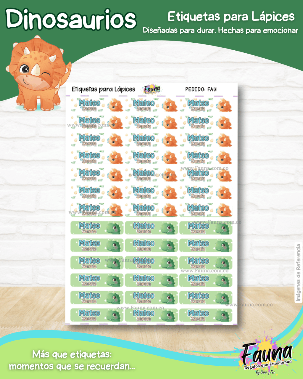 Dinosaurios 🦖 - Etiquetas Escolares Premium Personalizadas