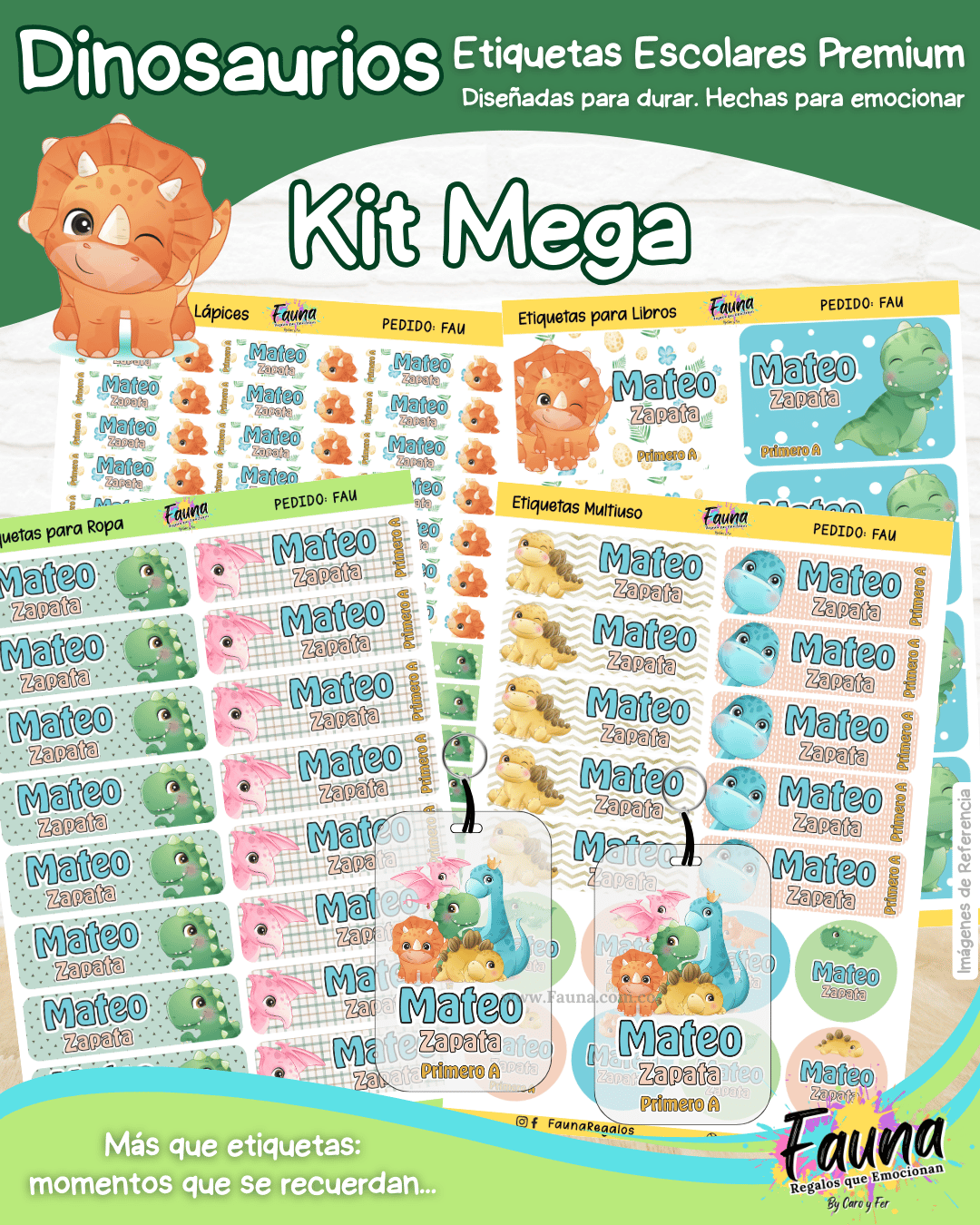 Dinosaurios 🦖 - Etiquetas Escolares Premium Personalizadas