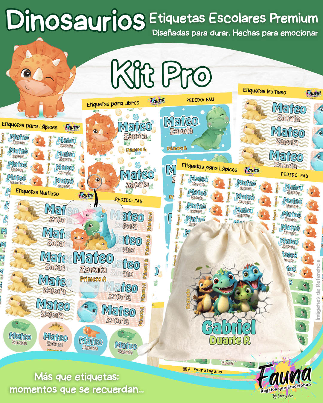 Dinosaurios 🦖 - Etiquetas Escolares Premium Personalizadas
