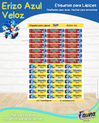 Erizo Azul Veloz 🌀 - Etiquetas Escolares Premium Personalizadas