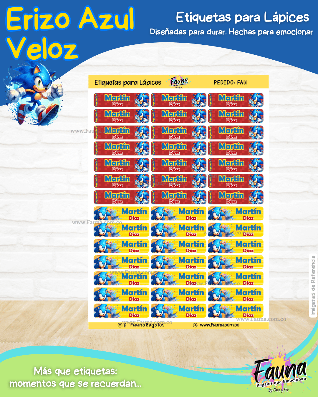Erizo Azul Veloz 🌀 - Etiquetas Escolares Premium Personalizadas