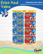 Erizo Azul Veloz 🌀 - Etiquetas Escolares Premium Personalizadas
