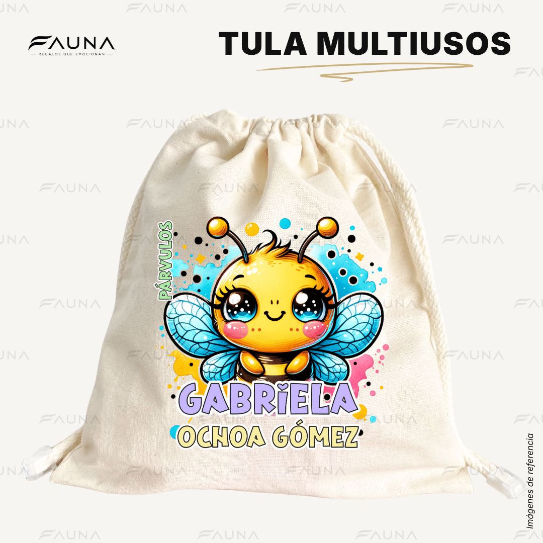 Abejita 🐝 - Tula personalizada para niña – multiusos con nombre