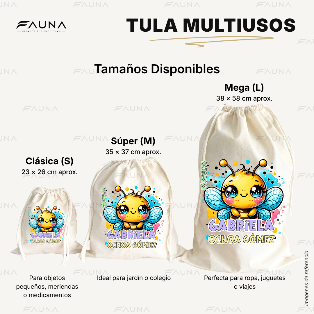 Abejita 🐝 - Tula personalizada para niña – multiusos con nombre