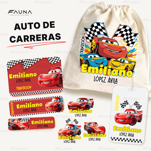 Auto de Carreras 🏎️ - Etiquetas Escolares Premium Personalizadas