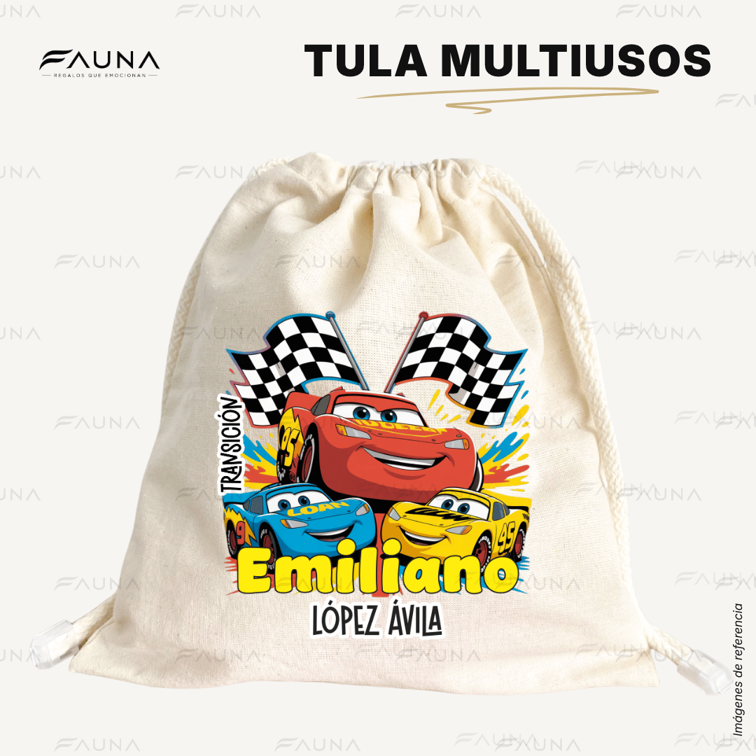 Auto de Carreras 🏎️ - Tula personalizada para niño – multiusos con nombre