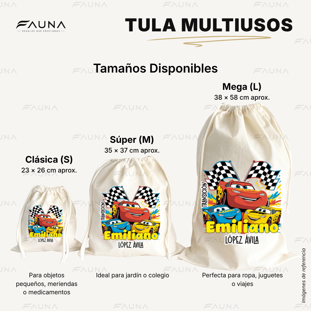 Auto de Carreras 🏎️ - Tula personalizada para niño – multiusos con nombre