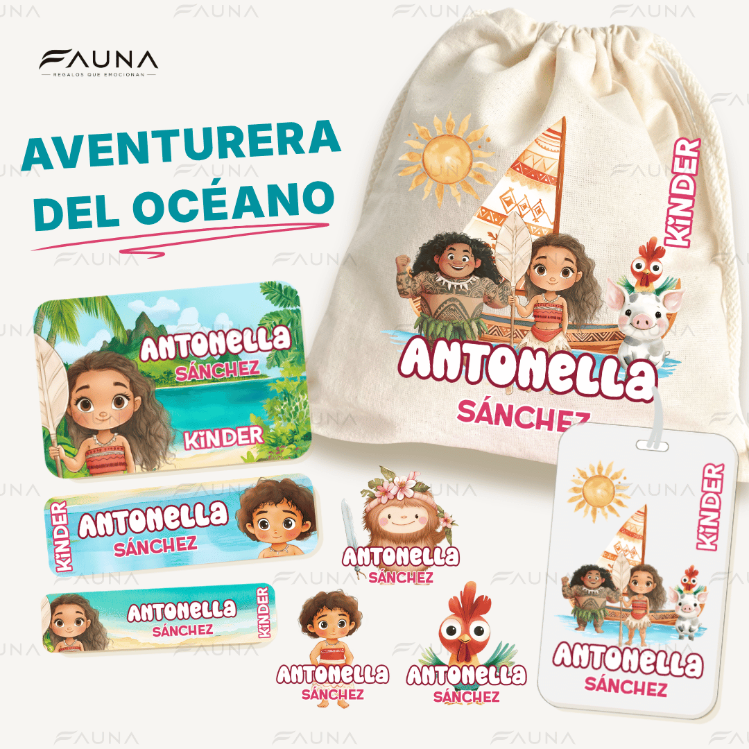 Aventurera del Océano 🌺 - Etiquetas Escolares Premium Personalizadas