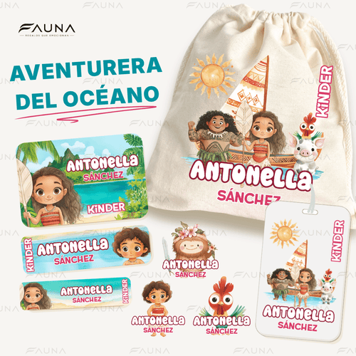 Aventurera del Océano 🌺 - Etiquetas Escolares Premium Personalizadas