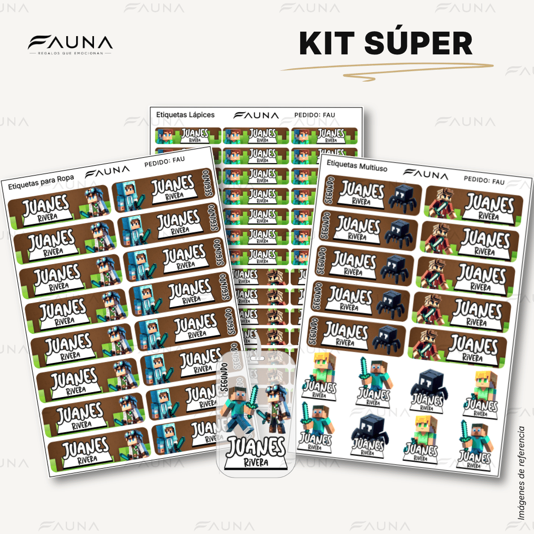 Bloques Pixelados 🟩 - Etiquetas Escolares Premium Personalizadas