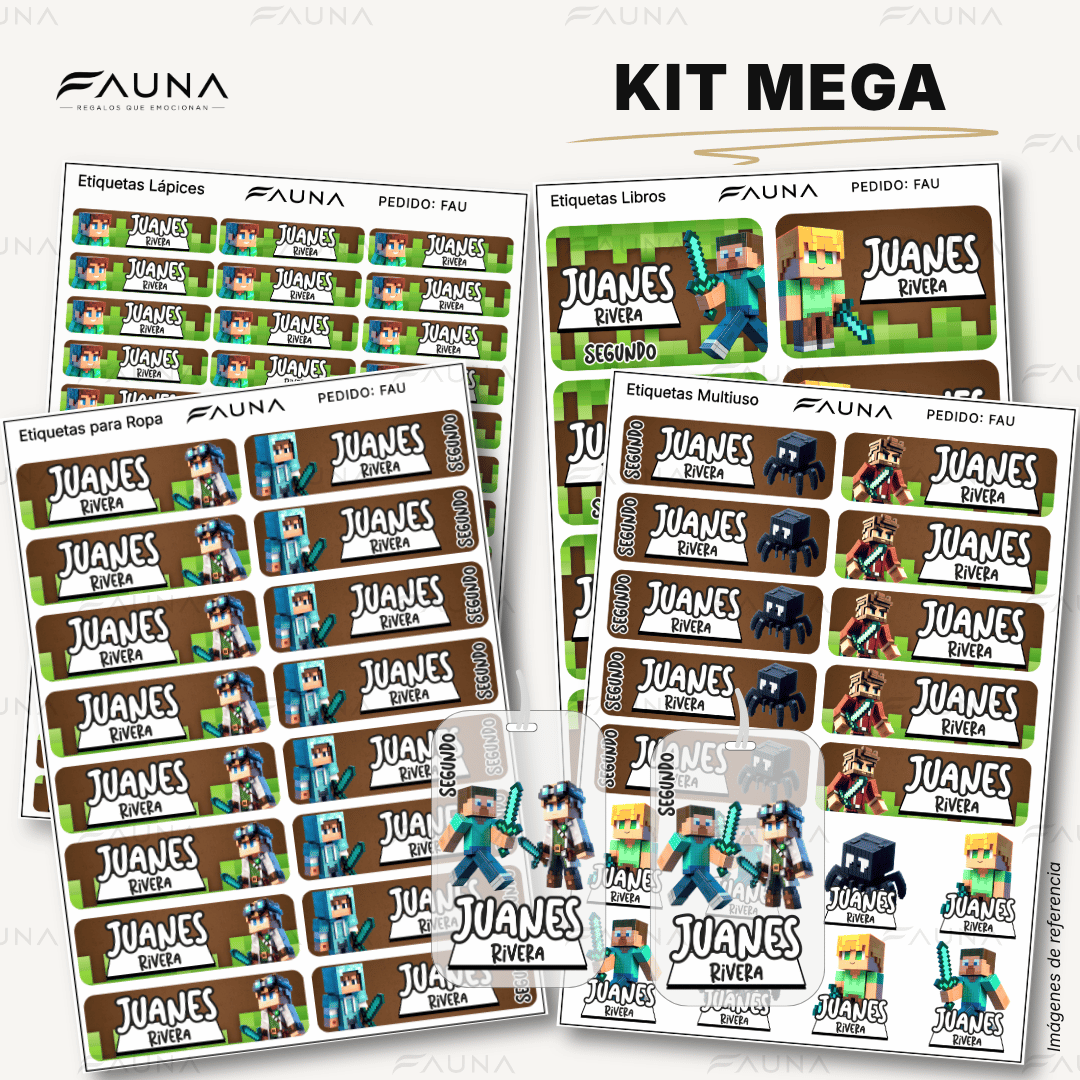 Bloques Pixelados 🟩 - Etiquetas Escolares Premium Personalizadas