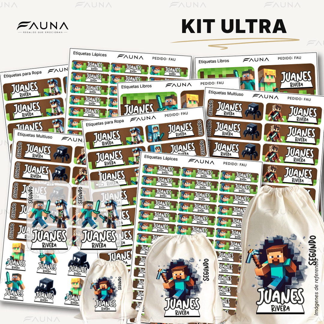 Bloques Pixelados 🟩 - Etiquetas Escolares Premium Personalizadas