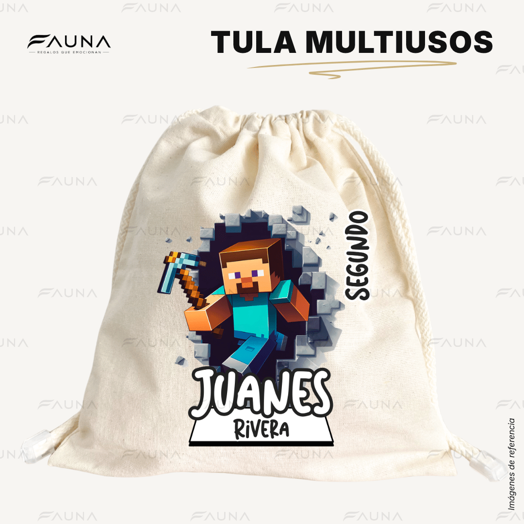 Bloques Pixelados 🟩 - Tula personalizada para niños – multiusos con nombre