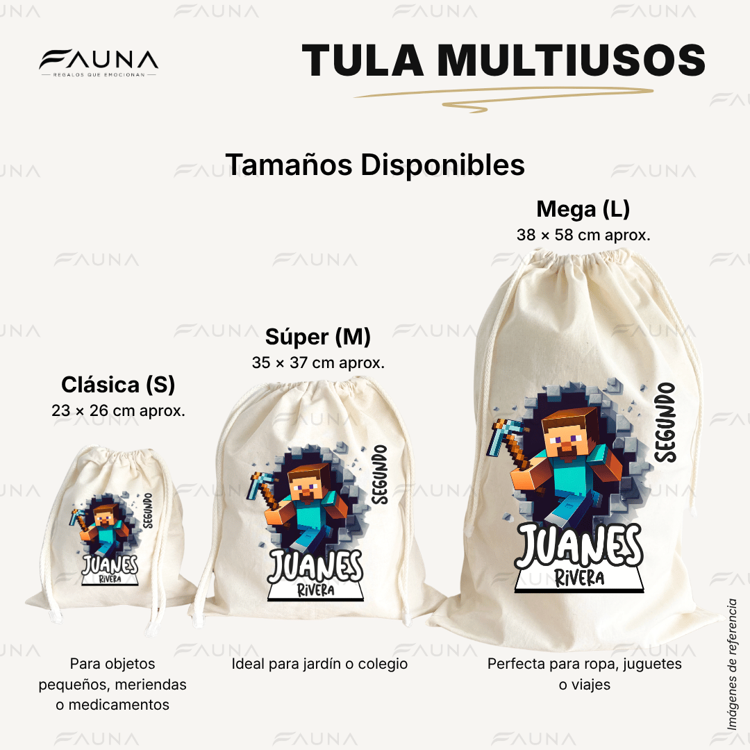Bloques Pixelados 🟩 - Tula personalizada para niños – multiusos con nombre