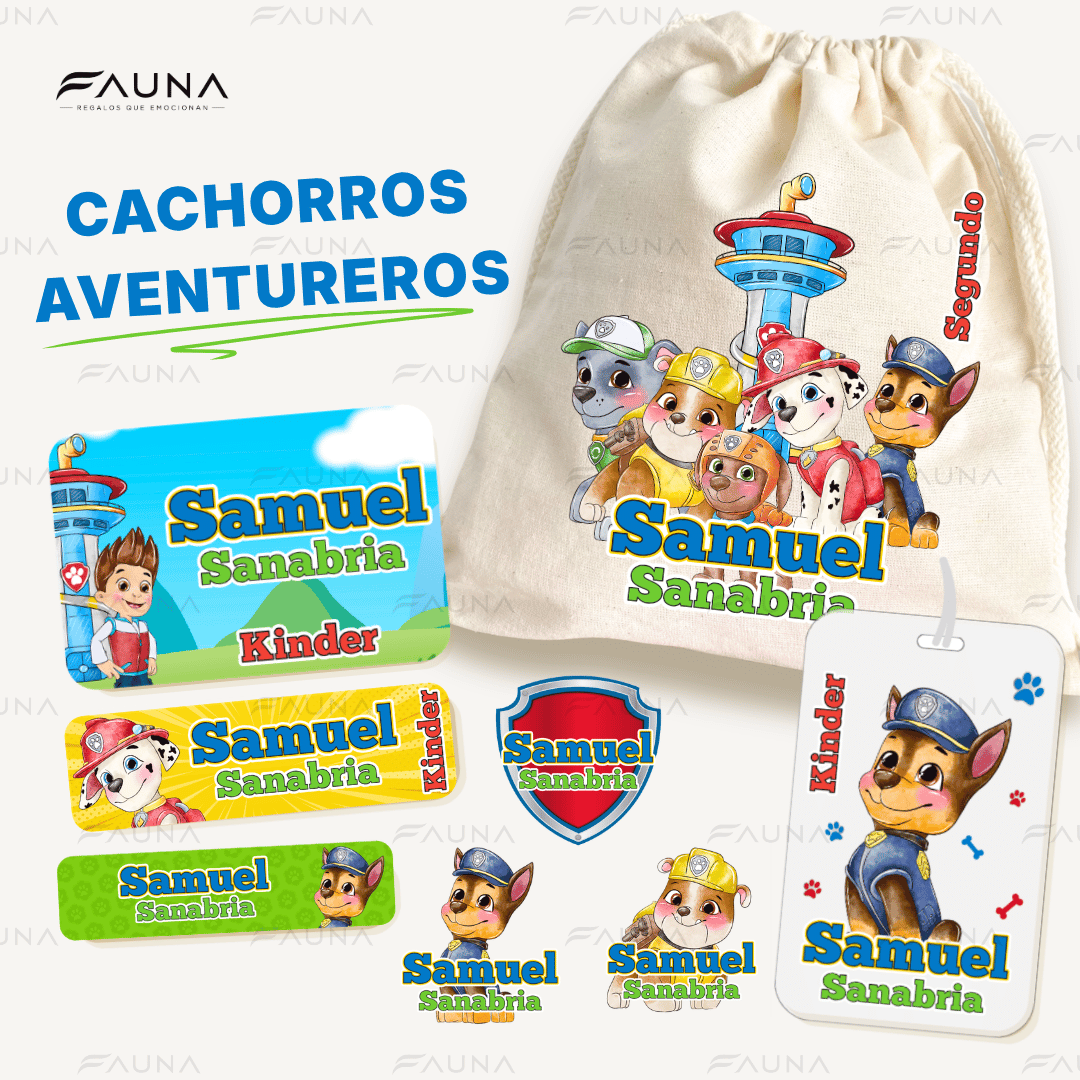 Cachorros Aventureros 🐾 - Etiquetas Escolares Premium Personalizadas