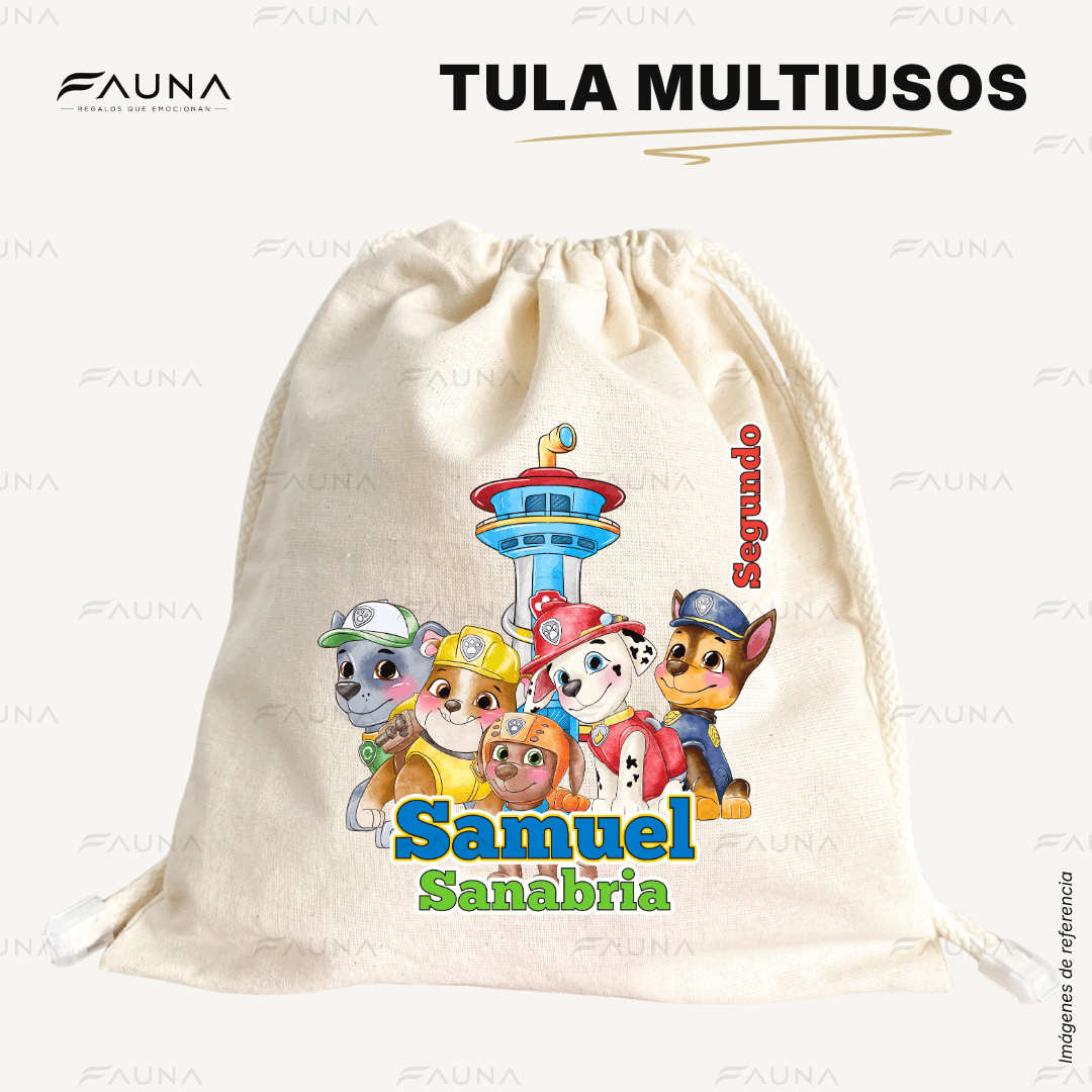 Cachorros Aventureros 🐾 - Tula personalizada para niños – multiusos con nombre