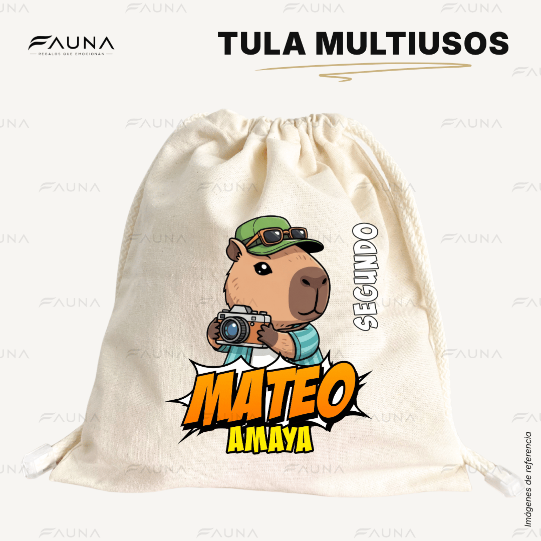 Capibara Azul 💙 - Tula personalizada para niños – multiusos con nombre