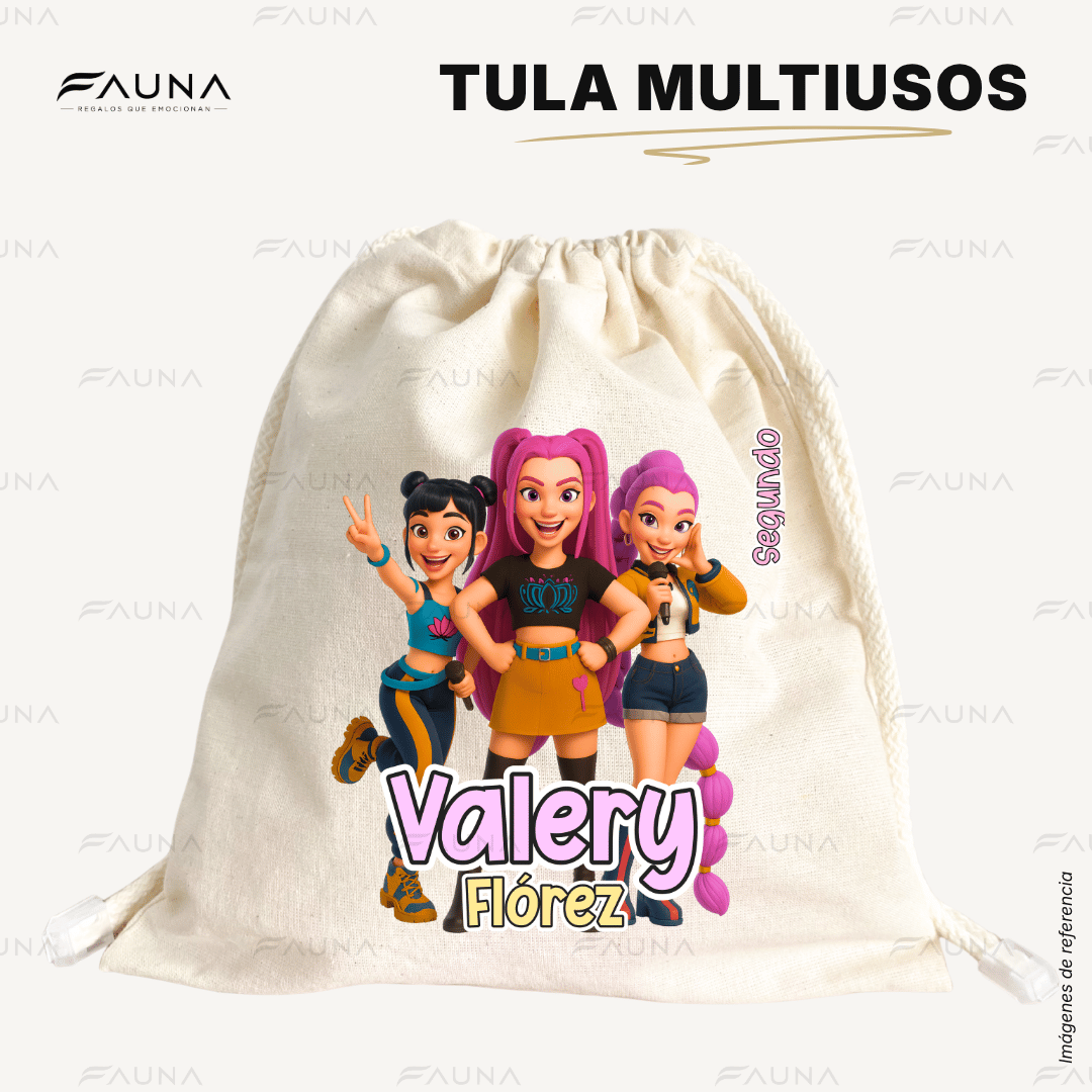 Cazadoras K-Pop 💜 - Tula personalizada para niña – multiusos con nombre