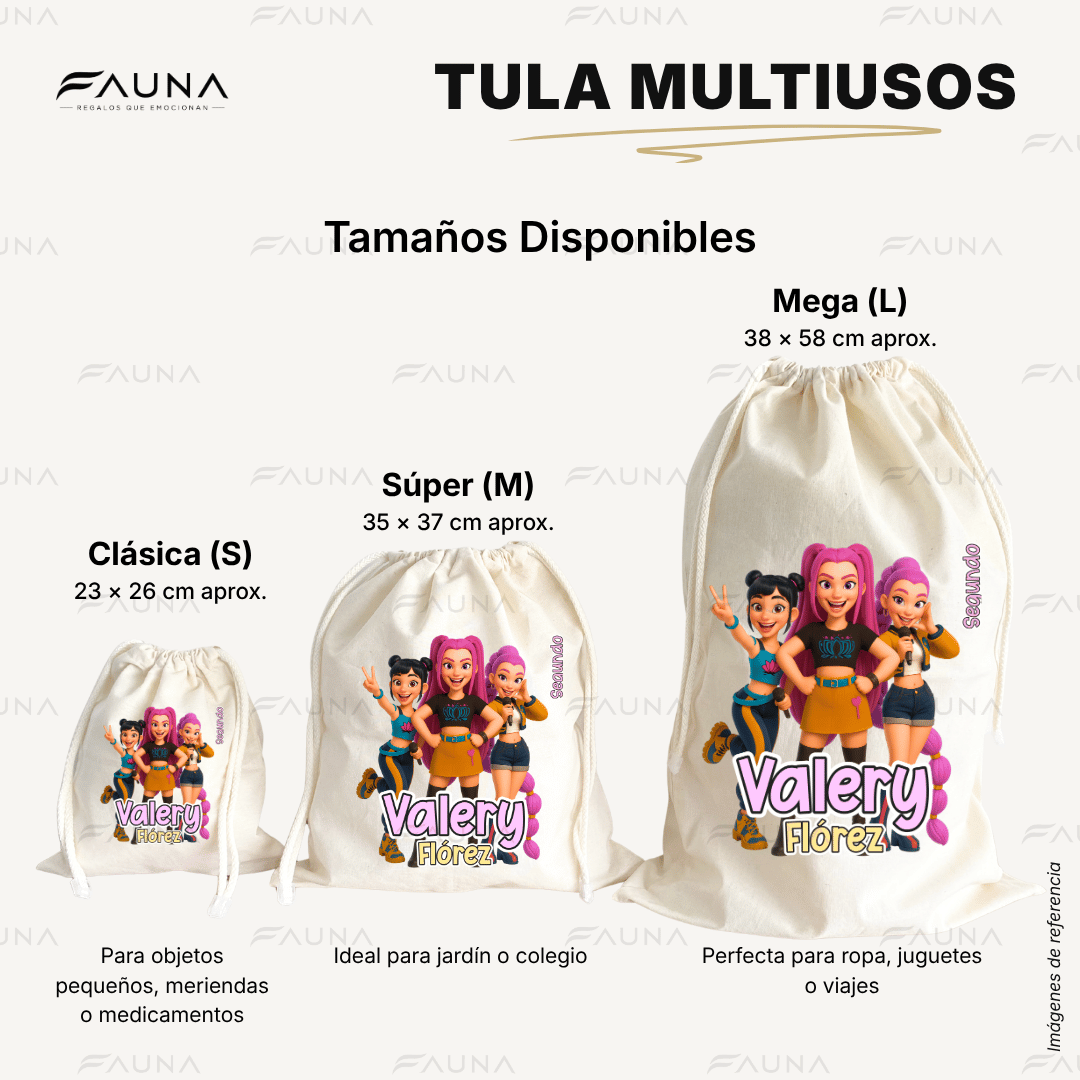 Cazadoras K-Pop 💜 - Tula personalizada para niña – multiusos con nombre