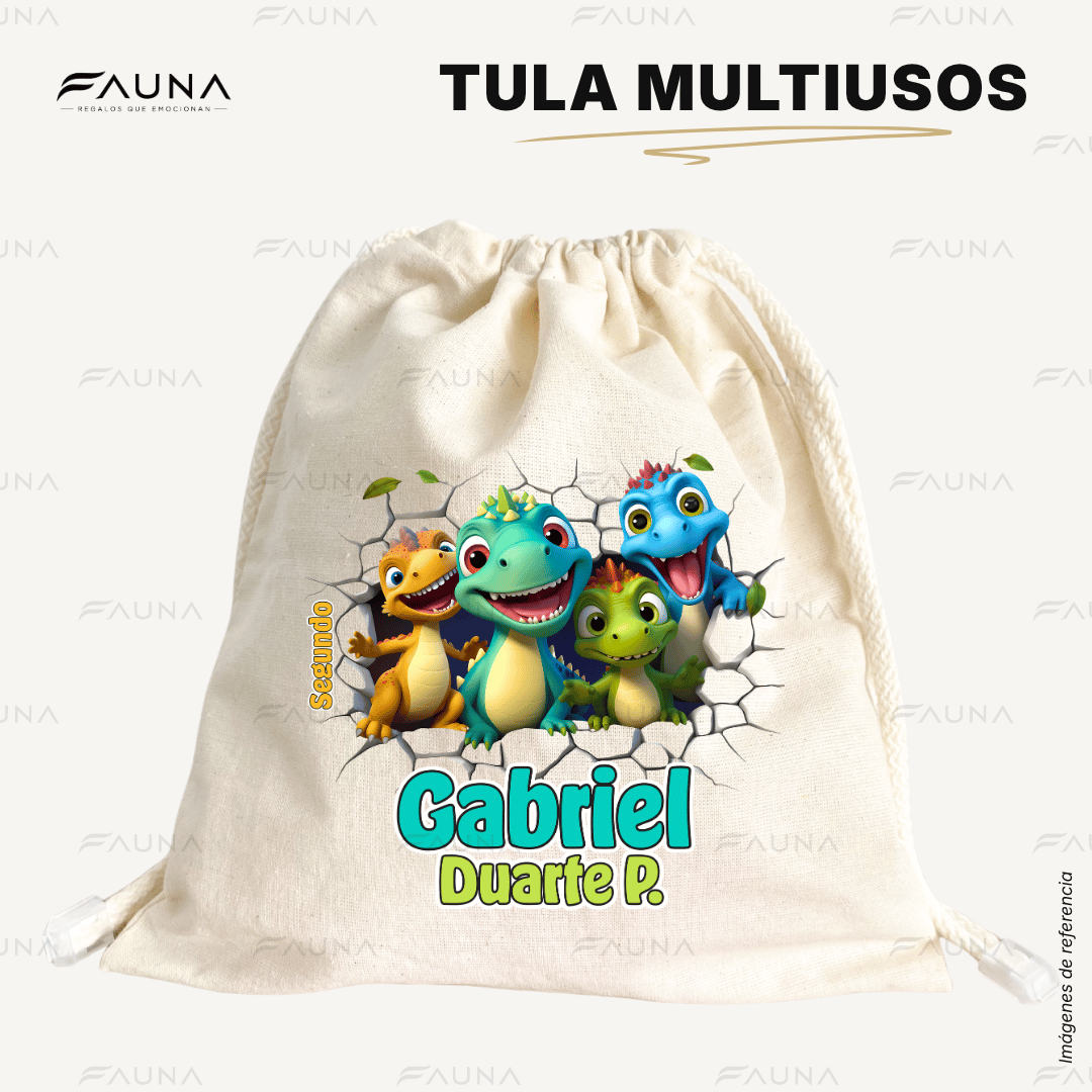 Dinosaurios 🦖 - Tula personalizada para niños – multiusos con nombre