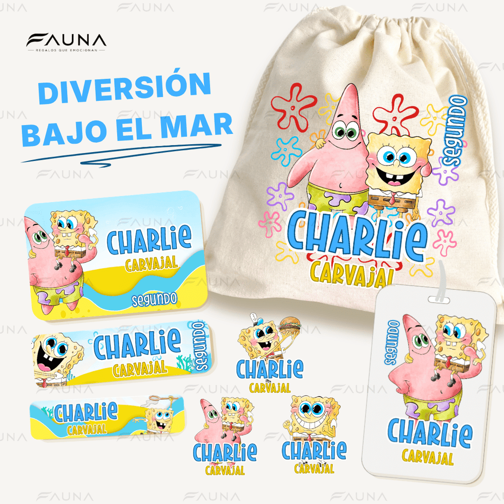 Diversión bajo el mar 💦 - Etiquetas Escolares Premium Personalizadas