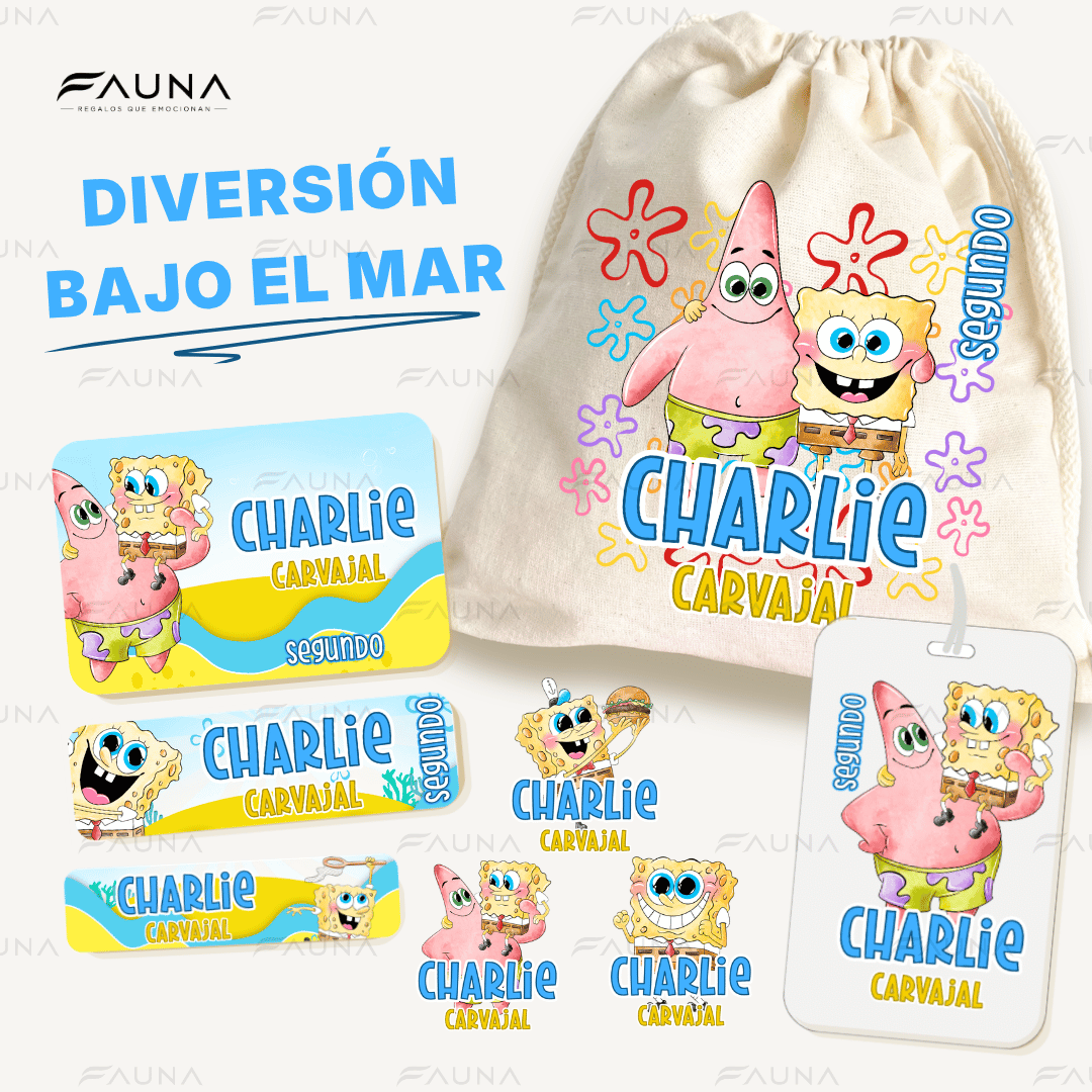 Diversión bajo el mar 💦 - Etiquetas Escolares Premium Personalizadas