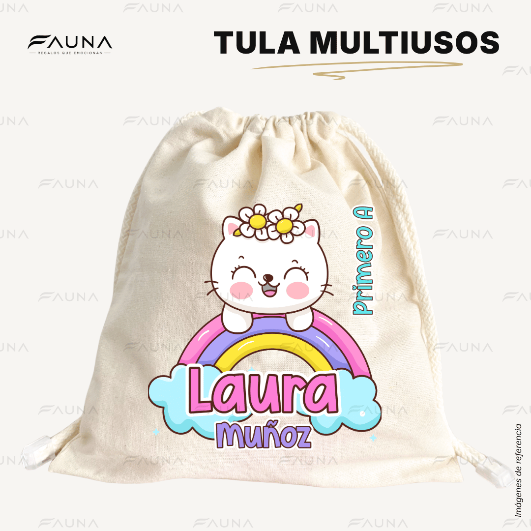 Gaticos 🐾 - Tula personalizada para niña – multiusos con nombre