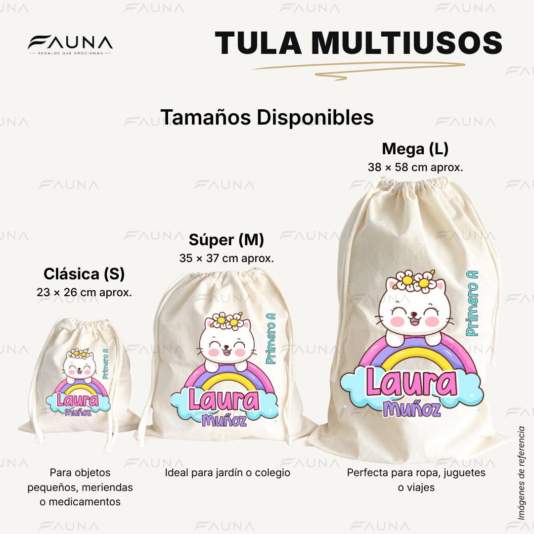 Gaticos 🐾 - Tula personalizada para niña – multiusos con nombre