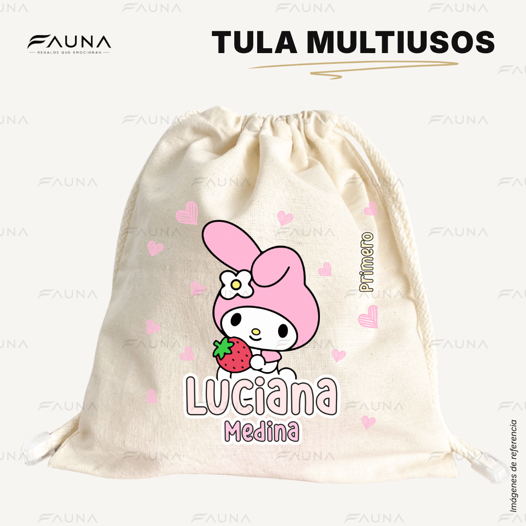 Gatita Dulce 🌸 - Tula personalizada para niña – multiusos con nombre