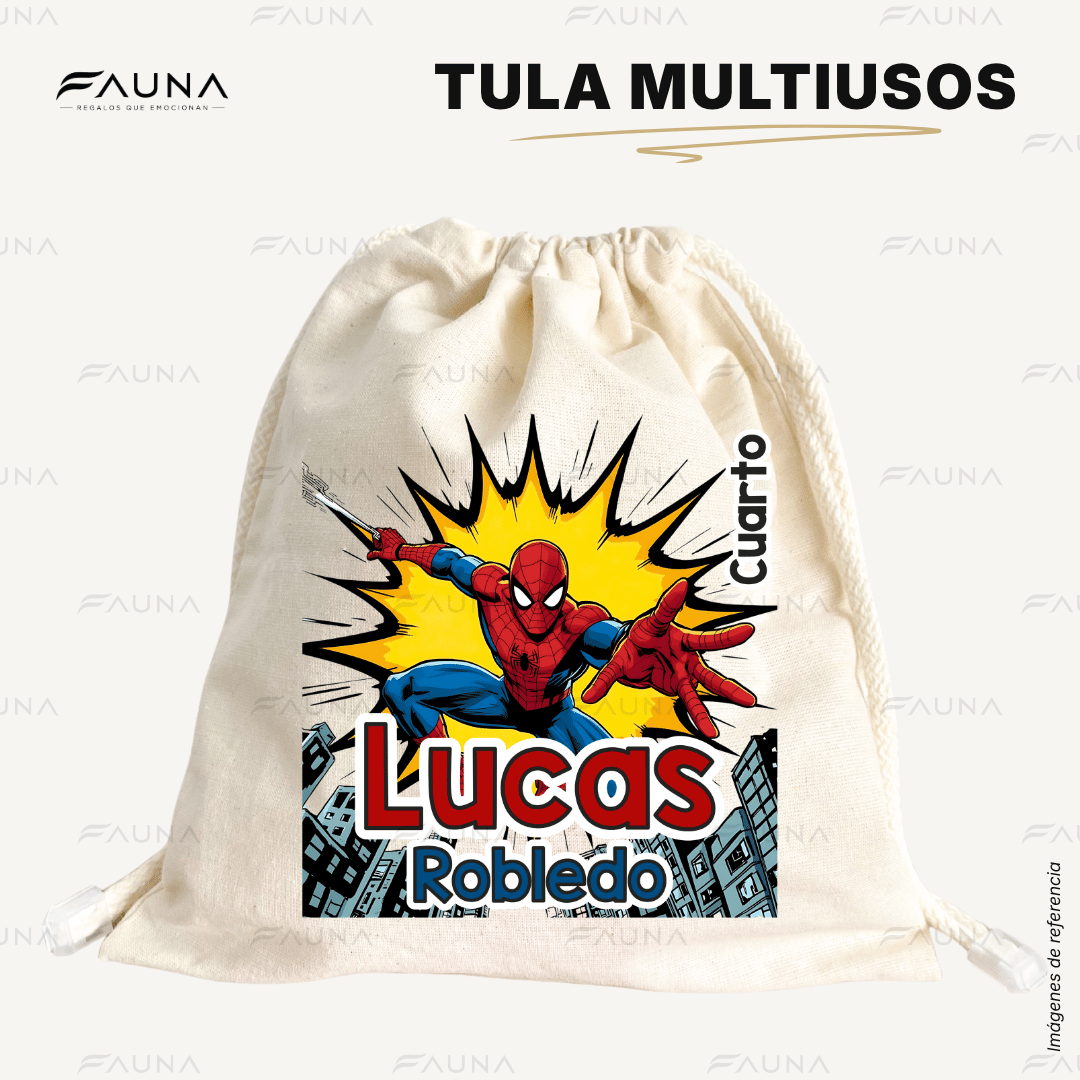 Héroe Arácnido 🕷️ - Tula personalizada para niño – multiusos con nombre