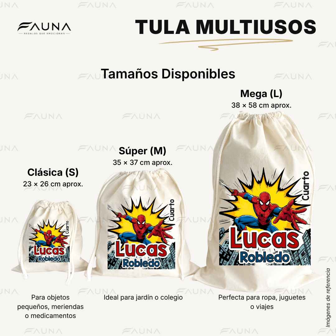 Héroe Arácnido 🕷️ - Tula personalizada para niño – multiusos con nombre