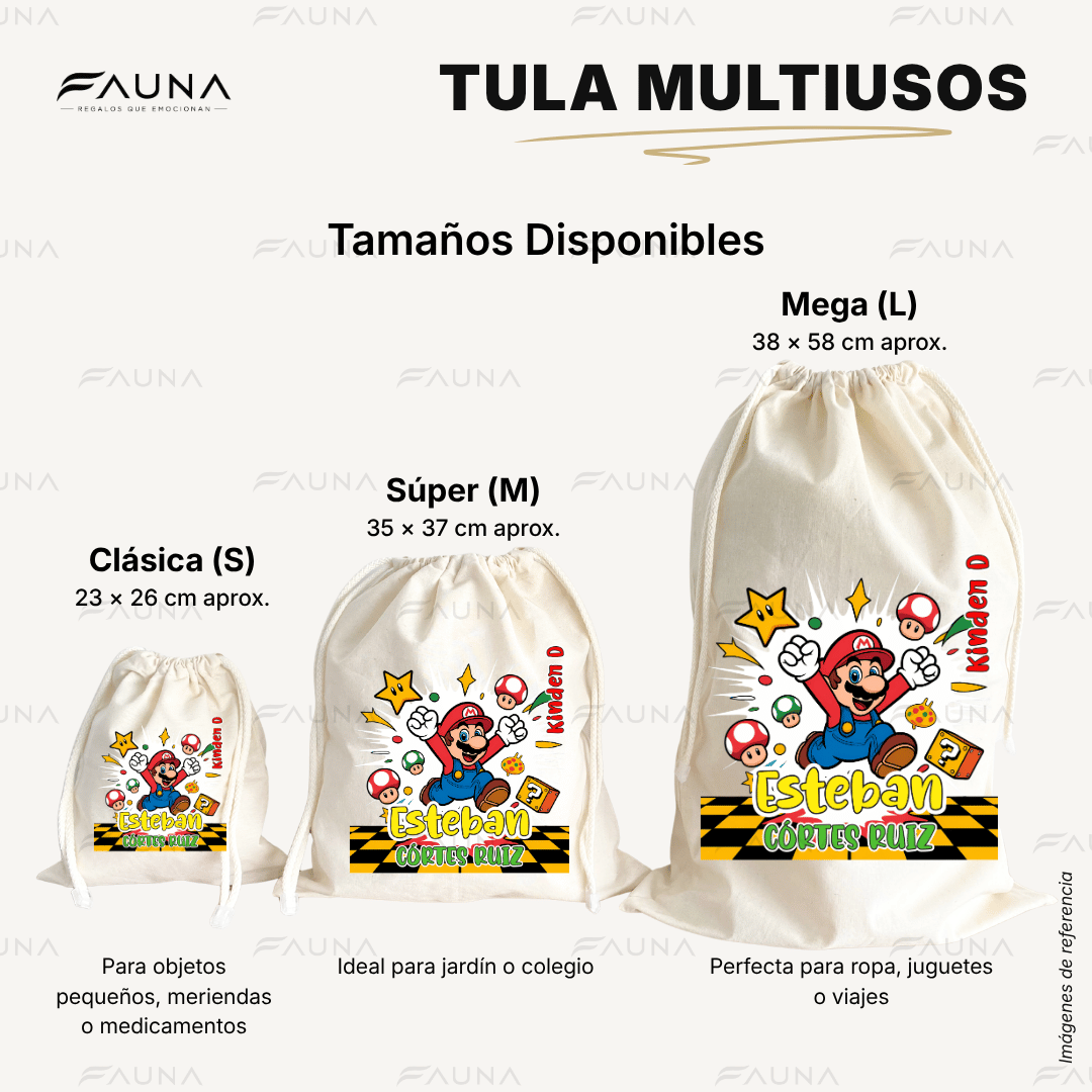 Héroe Gamer Clásico 🍄 - Tula personalizada para niños – multiusos con nombre