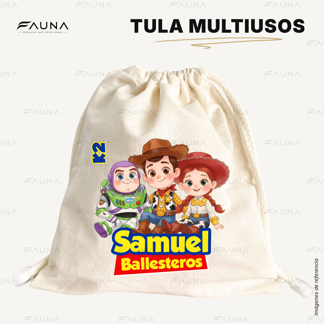 Juguetes aventureros 🧸 - Tula personalizada para niños – multiusos con nombre
