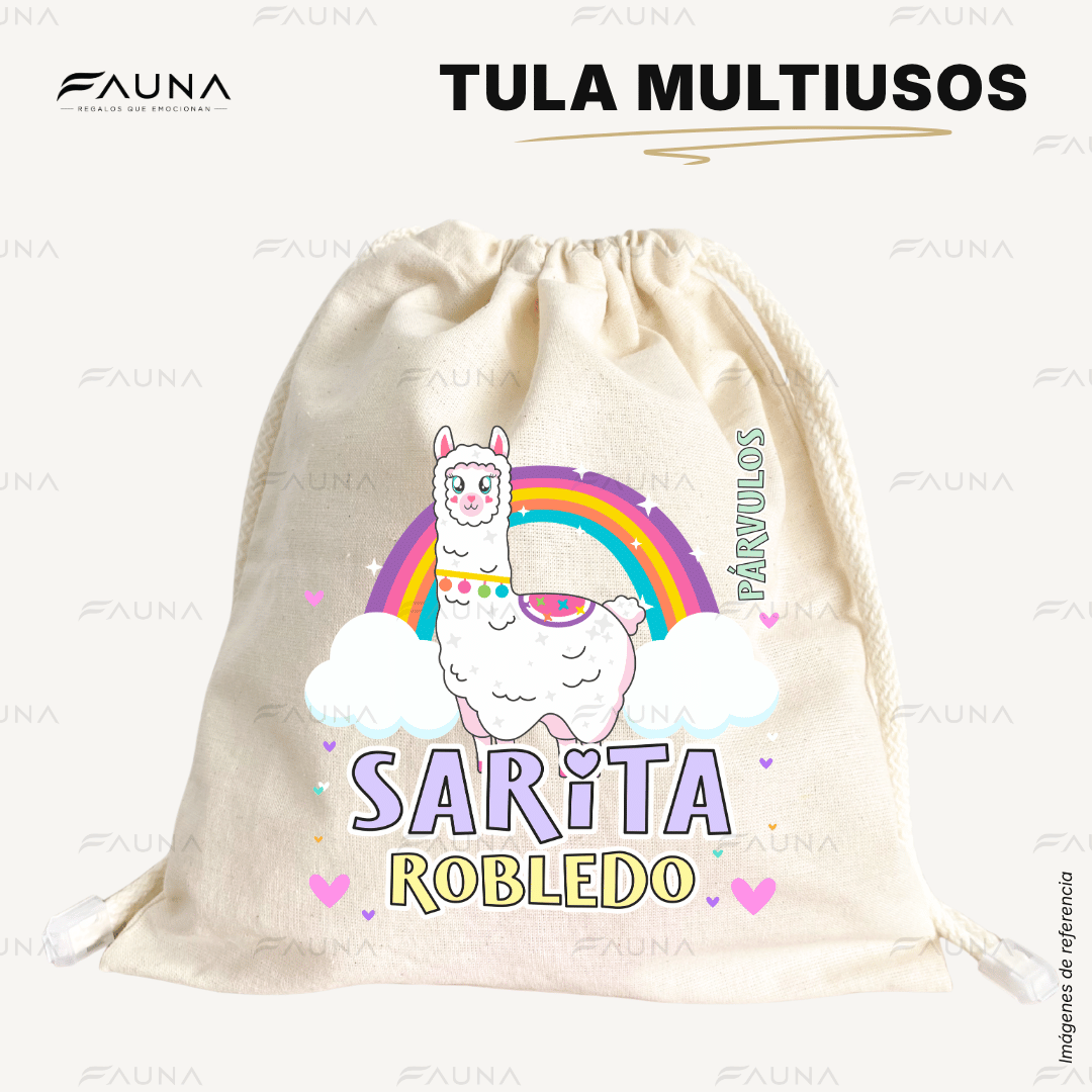 Llama 🦙 - Tula personalizada para niña – multiusos con nombre