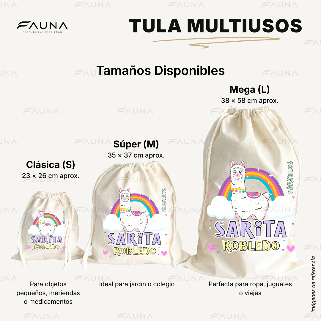 Llama 🦙 - Tula personalizada para niña – multiusos con nombre