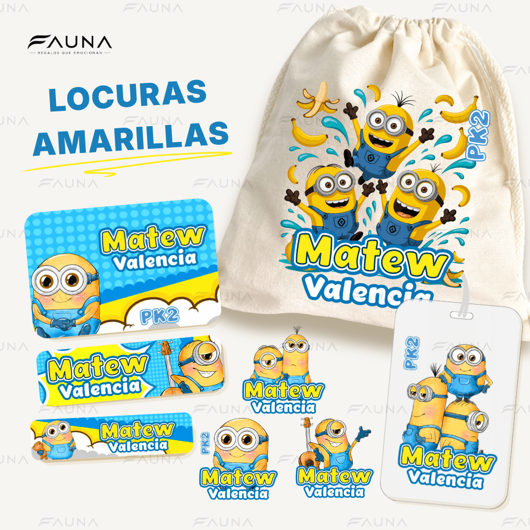 Locuras Amarillas 🍌 - Etiquetas Escolares Premium Personalizadas