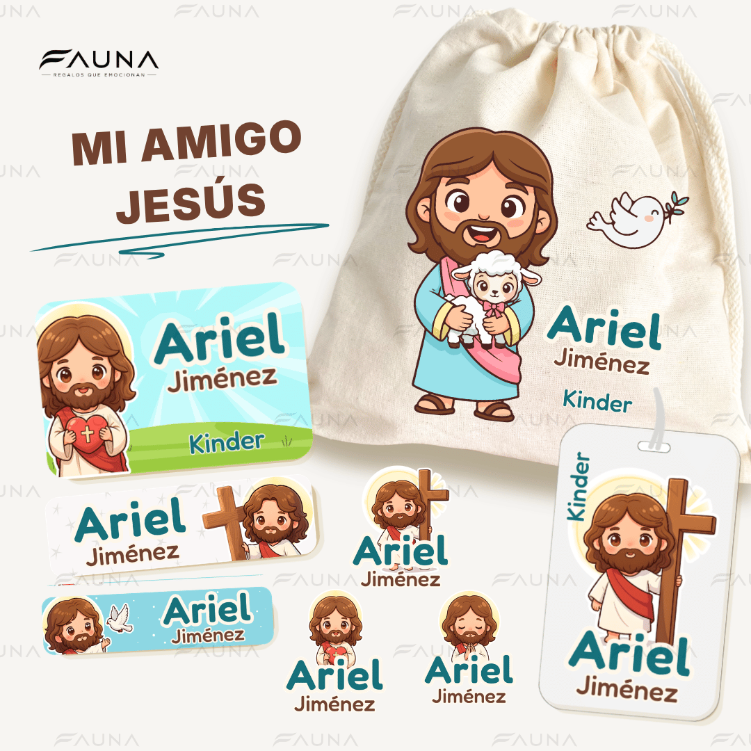 Mi Amigo Jesús 🙏 - Etiquetas Escolares Premium Personalizadas