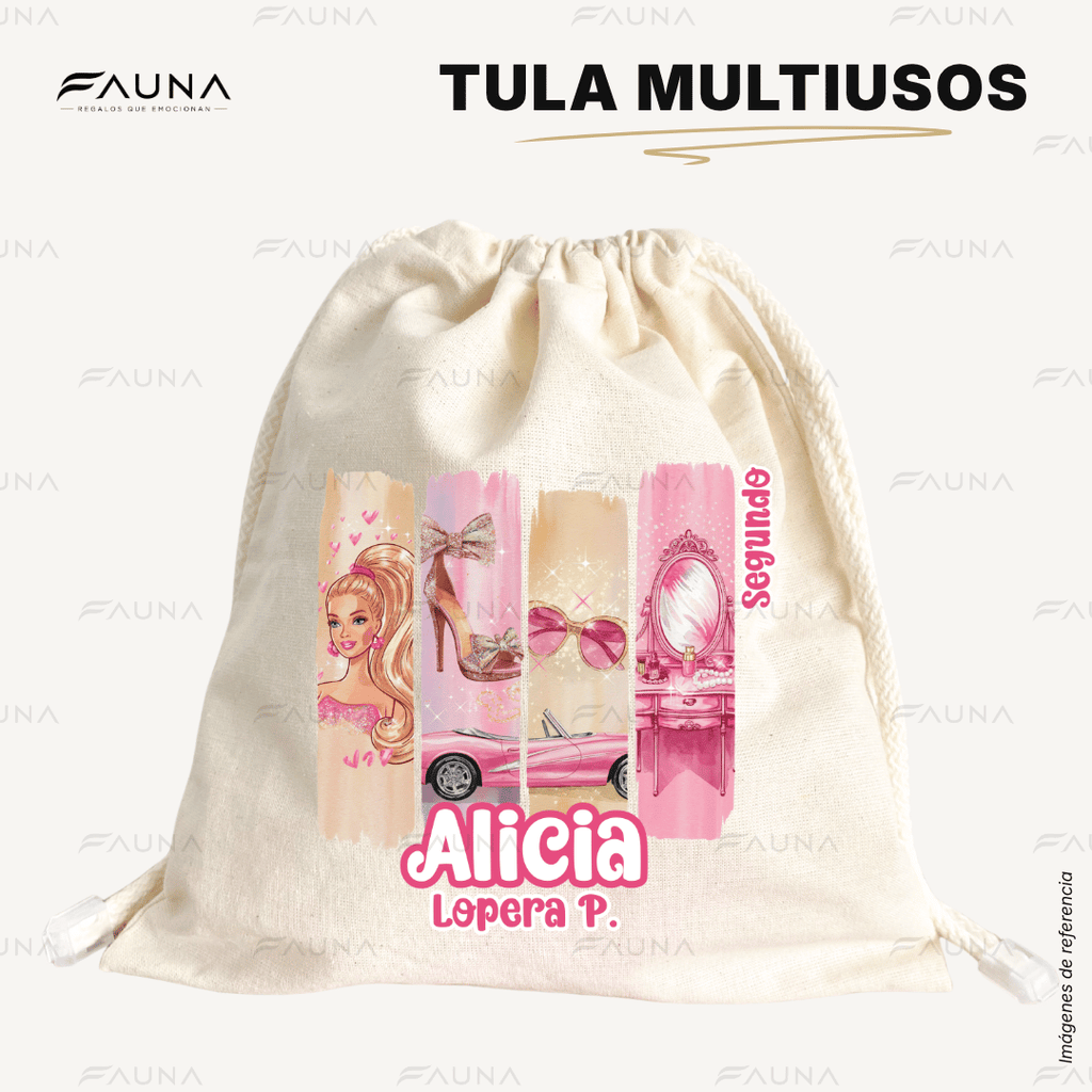 Muñeca Glam 🩷 - Tula personalizada para niña – multiusos con nombre