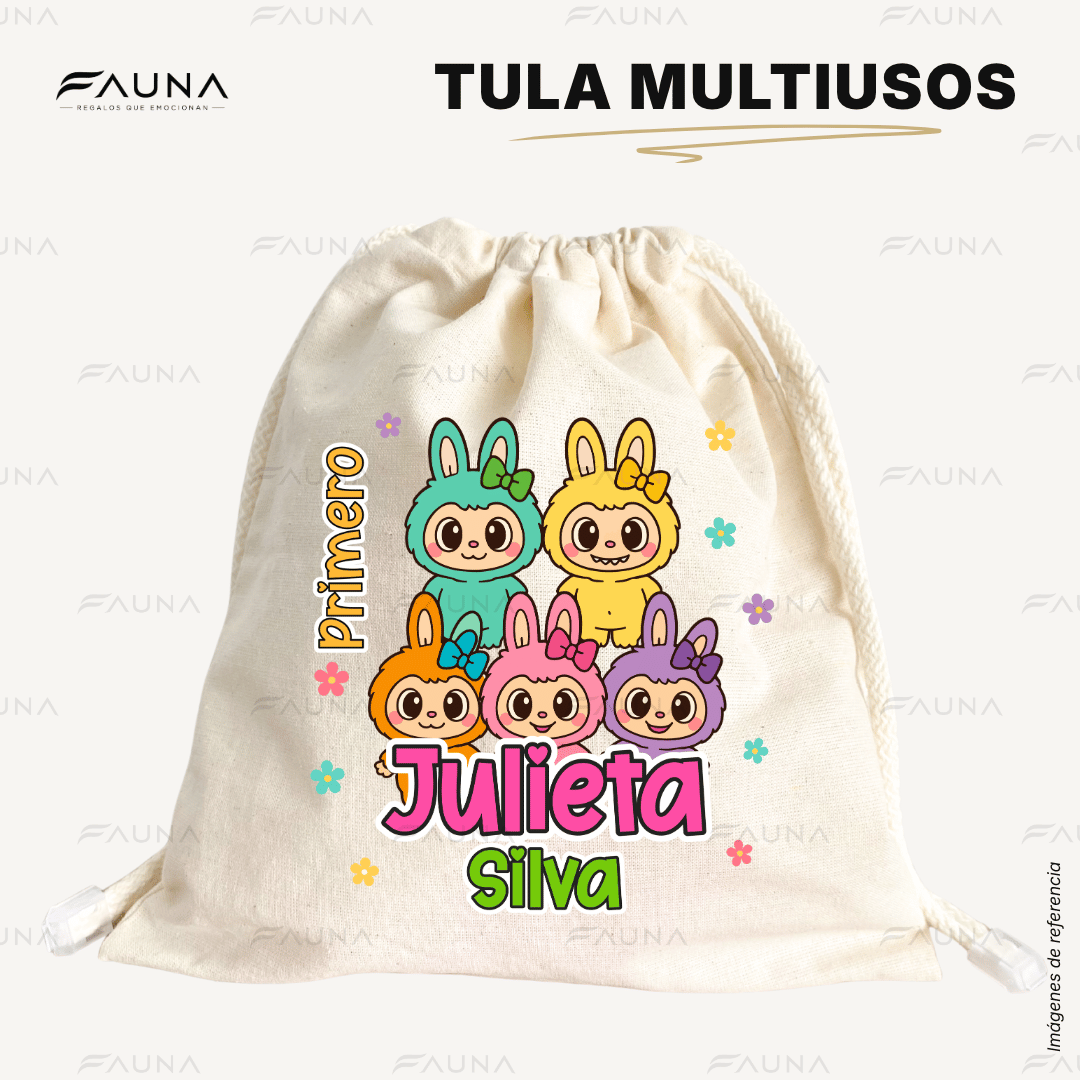 Muñeca Kawaii Colorida 🌈 - Tula personalizada para niña – multiusos con nombre