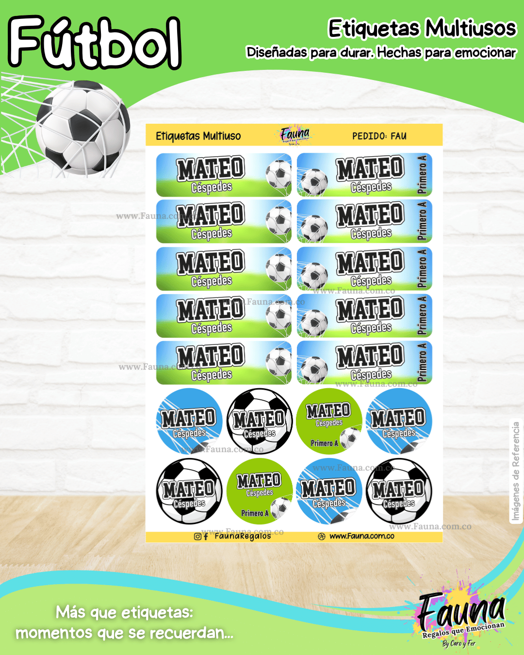 Fútbol Niño ⚽ - Etiquetas Escolares Premium Personalizadas