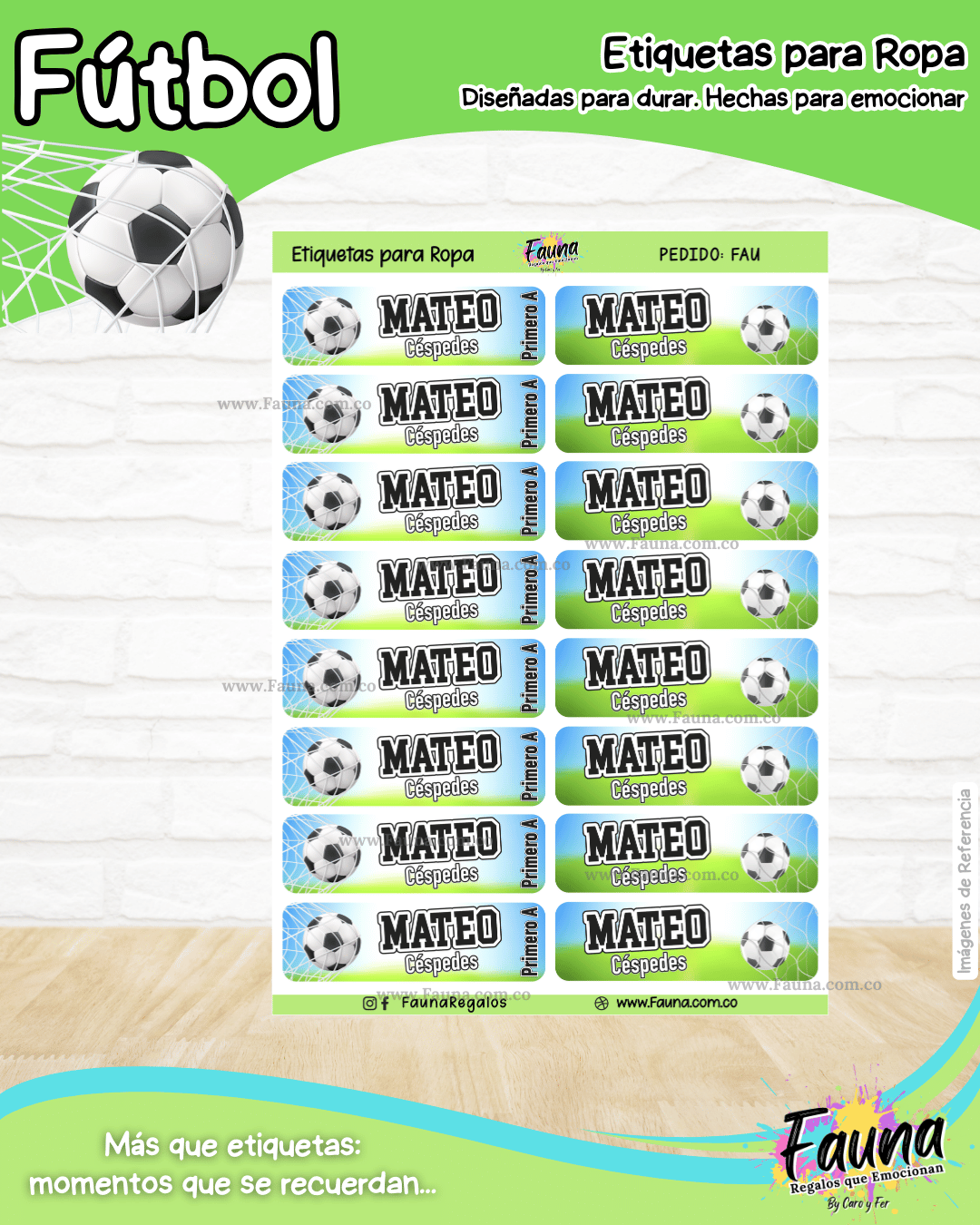 Fútbol Niño ⚽ - Etiquetas Escolares Premium Personalizadas