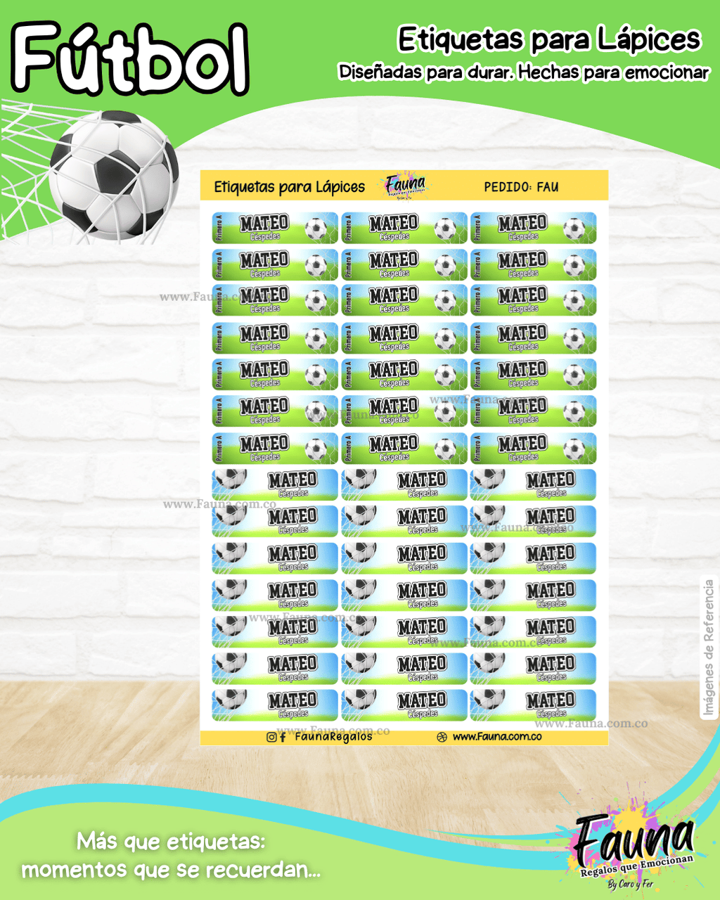 Fútbol Niño ⚽ - Etiquetas Escolares Premium Personalizadas
